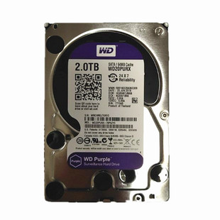 WD西数WD20PURX 2T台式机硬盘2000G硬盘2TB紫盘西数监控硬盘