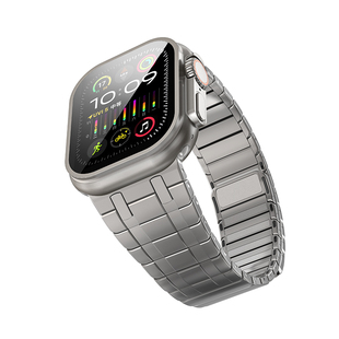 适用苹果手表表带ultra3磁吸s9运动金属applewatch8/7/6/SE新款iwatch男款高级感商务链式不锈钢替换49mm夏天