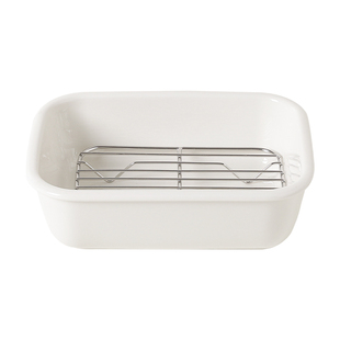 川岛屋陶瓷烤盘空气炸锅微波炉蒸烤箱用沥油盘蒸盘备菜盘蒸鱼盘子