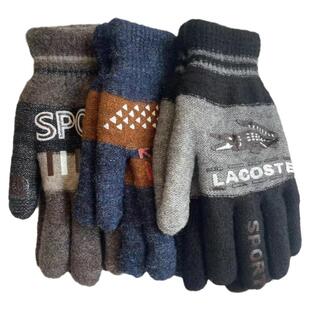 冬季男女士加厚加绒骑行双层手套针织线手套户外保暖针织手套保暖