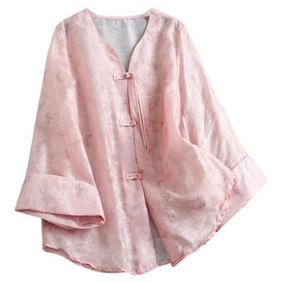 新中式国风盘扣七分袖薄外套女