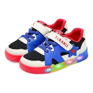 泰兰尼斯童鞋儿童板鞋春季新款女童闪灯鞋男童可控开关发光休闲鞋