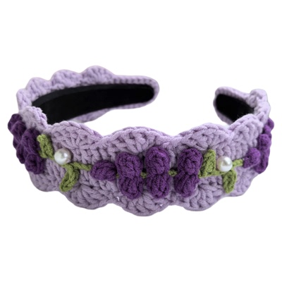 美爆！手工钩织紫色系葡萄发箍