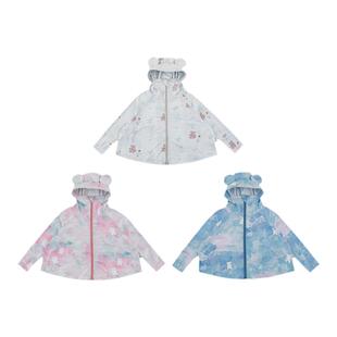 幼悠女童小熊印花防晒服2025夏季洋气可爱加高领口周全防晒外套潮