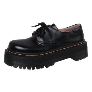 黑色英伦学院风小皮鞋女配裙子2025新款厚底复古法式日系单鞋百搭