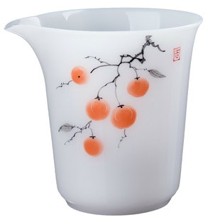 妙莲天香2026新款《柿柿如意》公道杯家用中式陶瓷茶具茶海分茶器