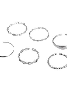 ins冷淡风豆豆链条戒指套装