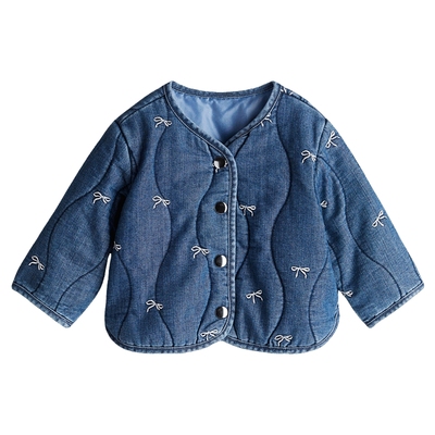 HM童装女婴外套冬季绗缝长袖简约可爱牛仔外套1293443
