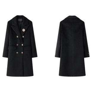 东京岁时记jk制服双排扣大衣女黑色秋冬季学院风外套首尔之秋大衣