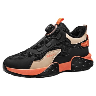 回力男鞋冬季加绒二棉鞋阿甘鞋子皮面防水厚底免系鞋带休闲运动鞋