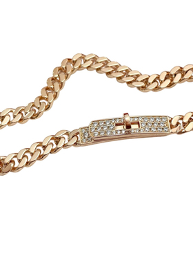 镀18K玫瑰金镶钻凯莉锁扣手链