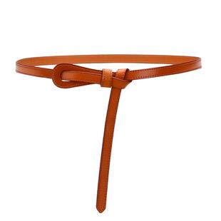 真皮二层牛皮细腰带女款装饰配裙子毛衣羊绒羊毛大衣配的棕色皮带