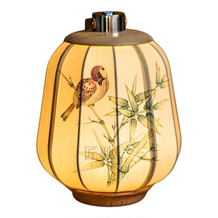 宋代美学侘寂风宫灯床头灯卧室客厅工笔手绘艺术中式复古台灯