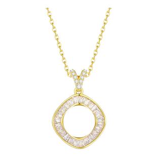 周大生几何珍珠项链女款纯银轻奢高级感设计锁骨链生日礼物送女友