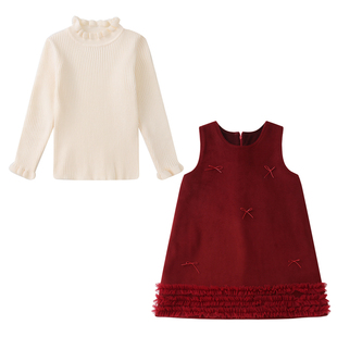 女童裙子冬季2025新款中大童国潮过年服秋冬儿童装公主连衣裙套装