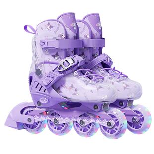 库酷洛米轮滑鞋儿童溜冰男童女童专业旱冰滑轮鞋6-12岁初学者套装