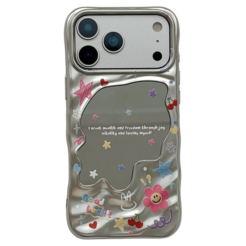 MoreRex 小众ins彩色星星涂鸦电镀镜面适用苹果18手机壳iphone17promax新款16pro日韩15防摔保护套14创意17女