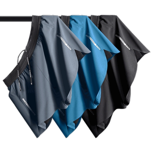 运动短裤男三分马拉松健身跑步内衬假两件冰丝夏季速干田径训练裤