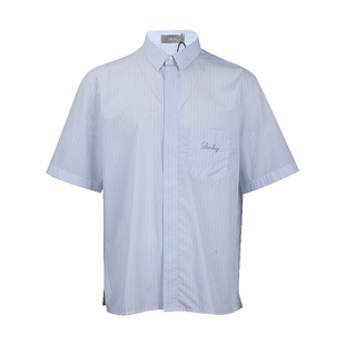 Dior/迪奥男短袖条纹棉府绸刺绣衬衫男士2026年春夏新款XY推广