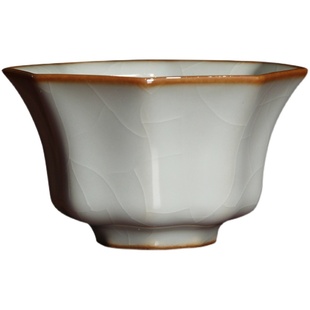 限量2021只江家窑九寸土汝窑八方杯天青粉青陶瓷茶杯主人杯子茶具