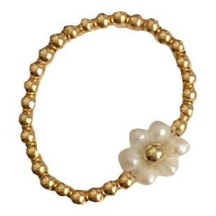 Sunup_Q 韩国 ins 925银 天然珍珠花朵小珠子戒指 两色 0330