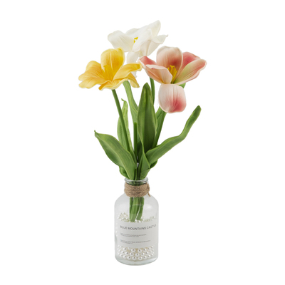 仿真郁金香花束汽车内珍珠花瓶