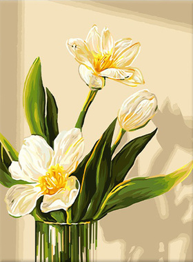 数字油画diy填色花影悦清油彩画