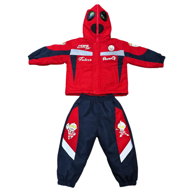 亮灯男童加绒套装经典奥特曼衣服
