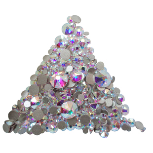 奥地利平底混钻包  白色AB白混色钻 美甲片包包粘钻 施家水钻圆形