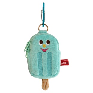 朴坊GLADEE苏打汽水冰棒迷你苹果耳机包蓝色零钱包通用车钥匙包日本原创幽默设计毛绒挂件