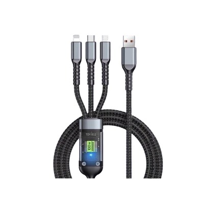 三口同时充可弯折快充兼容数据线