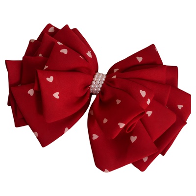 【心动信号】秒变高颅顶~不规则蓬松红色爱心蝴蝶结发夹慵懒小众