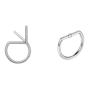 CrazyRabbit F136医用钛合金D字耳环个性鼻环唇环简约耳圈饰品