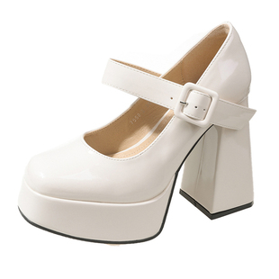 美式高跟鞋女2026新款粗跟设计感小众法式小个子玛丽珍鞋黑色jk鞋