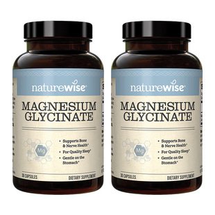 2瓶Naturewise双甘氨酸镁补剂镁元素补充剂补镁胶囊女士