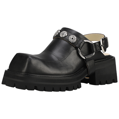 专柜同款真皮厚底时尚增高包头拖