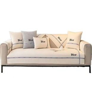 高级感雪尼尔沙发垫子四季通用防滑坐垫轻奢皮沙发套罩靠背巾盖布