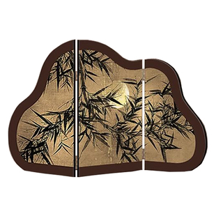 中古风墨竹图桌面屏风摆件新中式客厅茶桌入户玄关边柜装饰品摆画