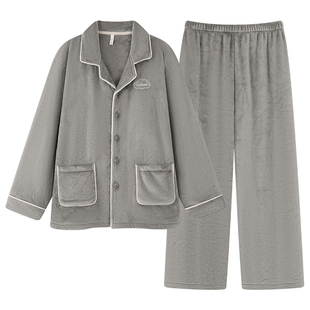 珊瑚绒睡衣男秋冬季2025新款男士加绒加厚冬天法兰绒家居服套装