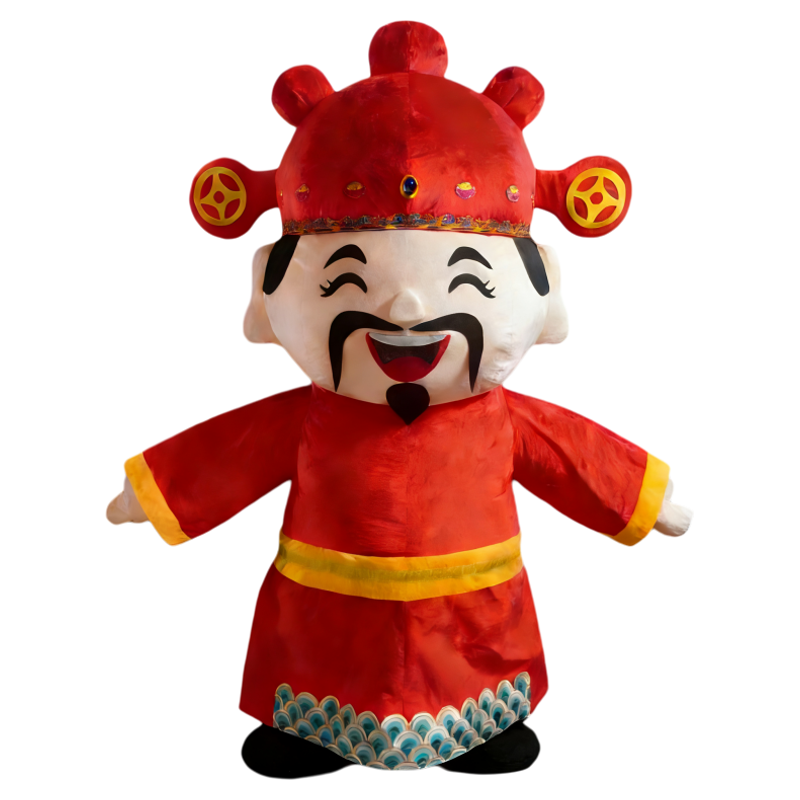 红色充气财神爷吉祥物人偶服