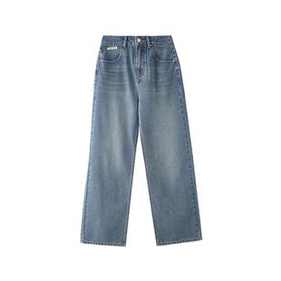 三福牛仔裤女2026年新款春季时尚复古宽松直筒阔腿裤子女装504791