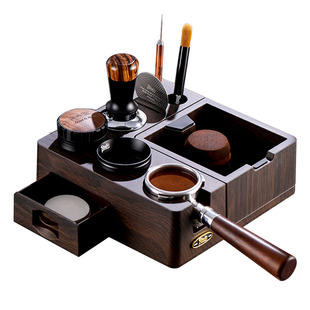 Bincoo咖啡压粉底座布粉器粉锤三件套意式手柄配件工具收纳架套装