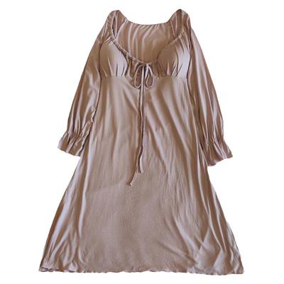 莫代尔带胸垫性感睡裙女秋冬