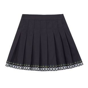 SANI奥莱【亏本清仓不退不换】冬刺绣半松紧腰短休闲裤百褶裙裤女