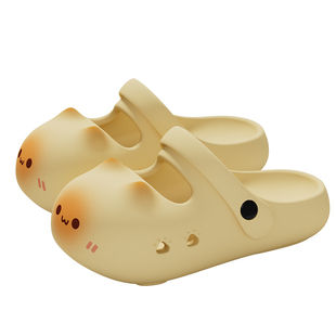 可爱卡通猫咪洞洞鞋女夏季包头半拖鞋踩屎感厚底外穿增高软底凉拖