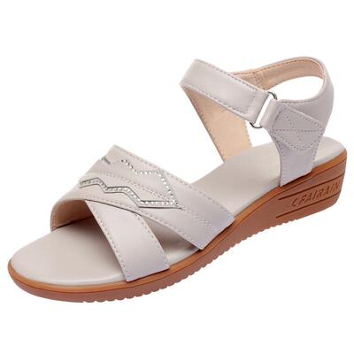 妈妈鞋凉鞋真皮软底平底老人鞋女