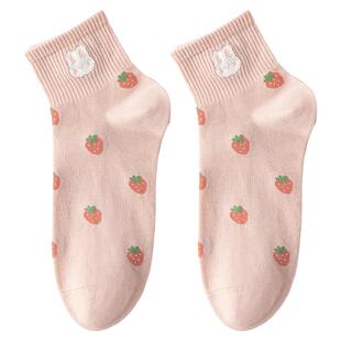 caramella袜子女春季中筒袜薄款女生甜美可爱舒适短袜棉袜透气