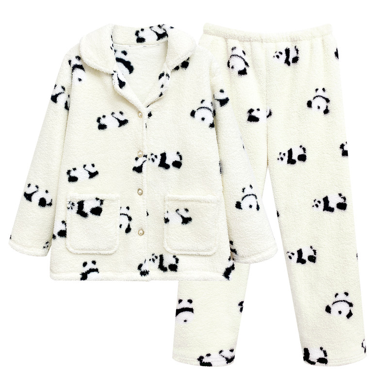 秋冬季加厚睡衣女款珊瑚绒奶fu睡衣/家居服套装