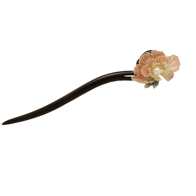 牡丹花发簪新中式女2025新款高端木头质汉服头饰发饰檀木国风簪子