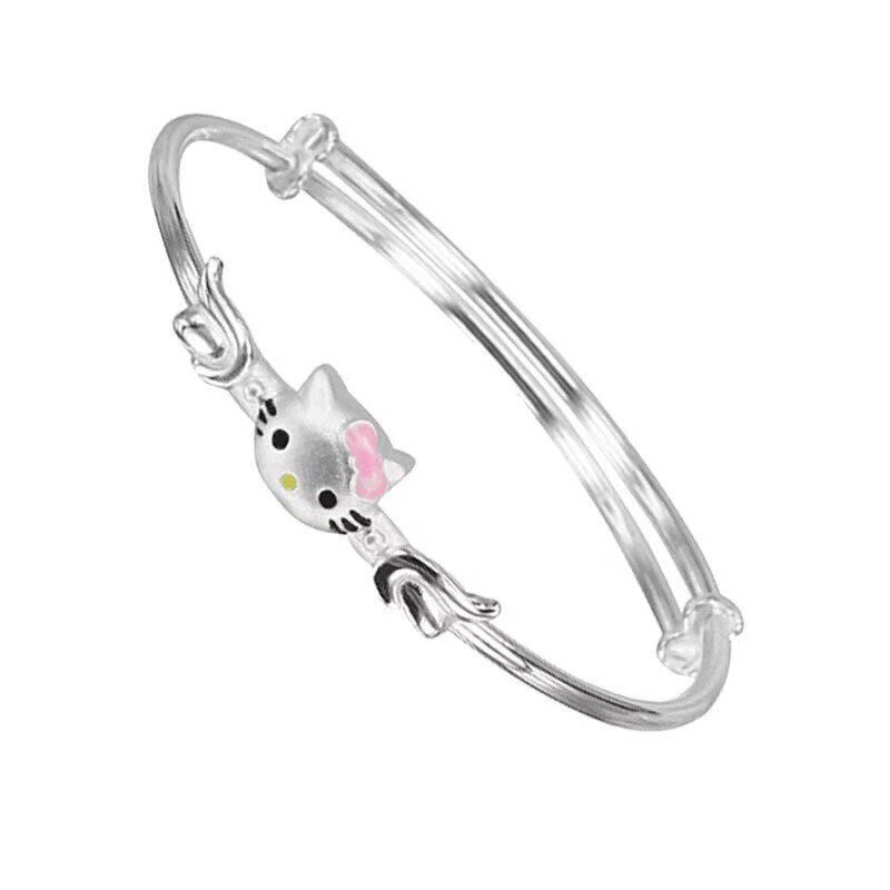宝宝足银999天使翅膀推拉手镯
